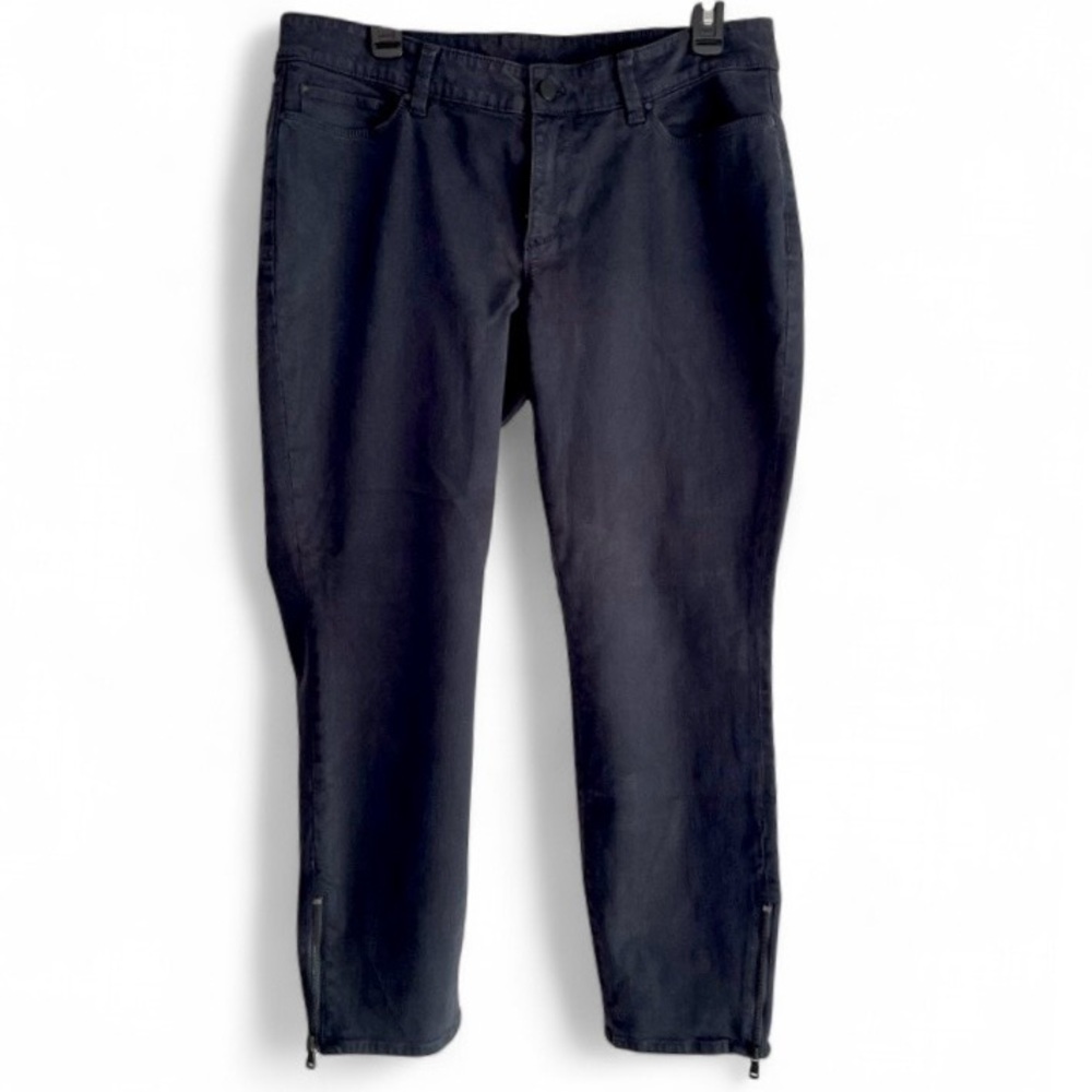 Ann Taylor Black Skinny Jeans with Ankle Zippers Size 12